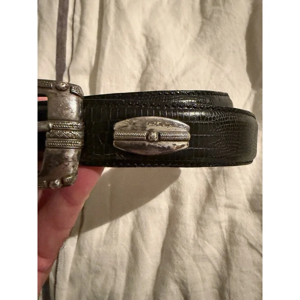 RARE BILL ADLER STUDIO FULL GRAIN LEATHER  METALL WORKS  BLACK BELT sz 40